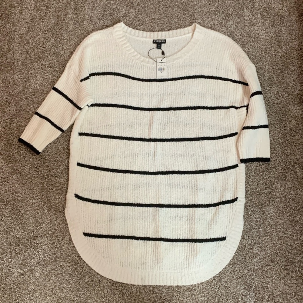 White with black stripes sweater - NWT